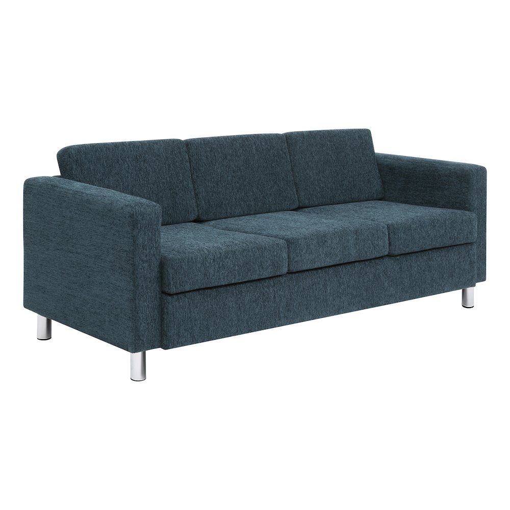 Pacific Sofa in Navy Fabric with Chrome Legs