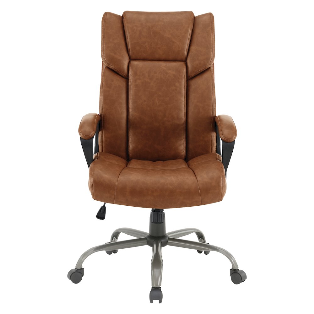 High-Back in Saddle Faux Leather Executive Chair with Padded Arms