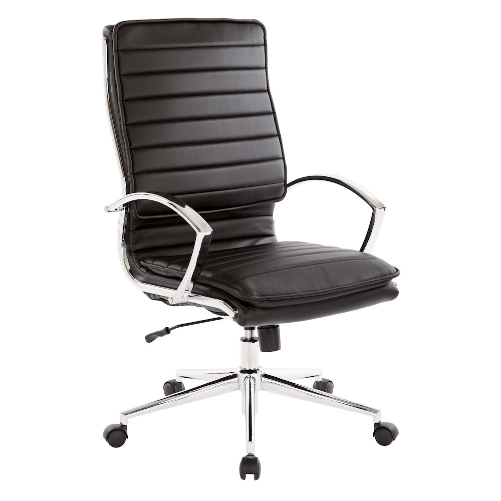 High Back Manager’s Faux Leather Chair with Chrome Base