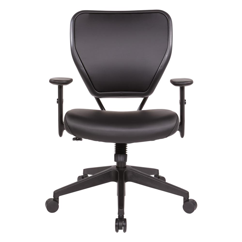 Antimicrobial Dillon Black Seat and Back Task Chair with Adjustable Angled Arms and Nylon Base