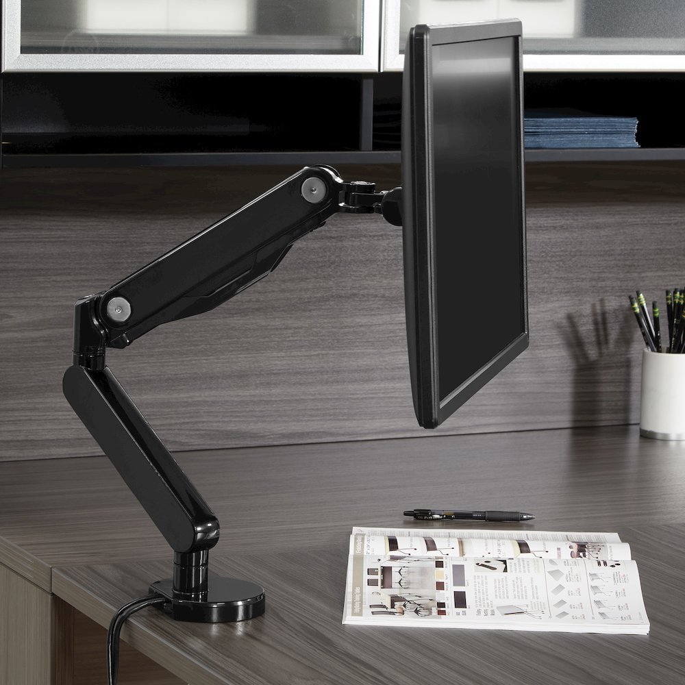 Single Monitor Arm with Dual USB 3.0 Port in Black Finish