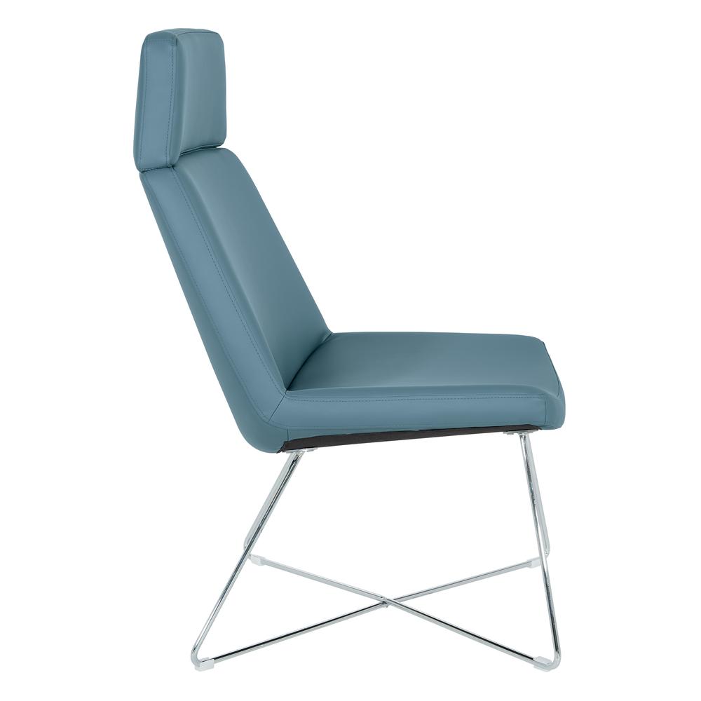 Geena Guest Chair in Dillon Blue with Chrome Sled Base