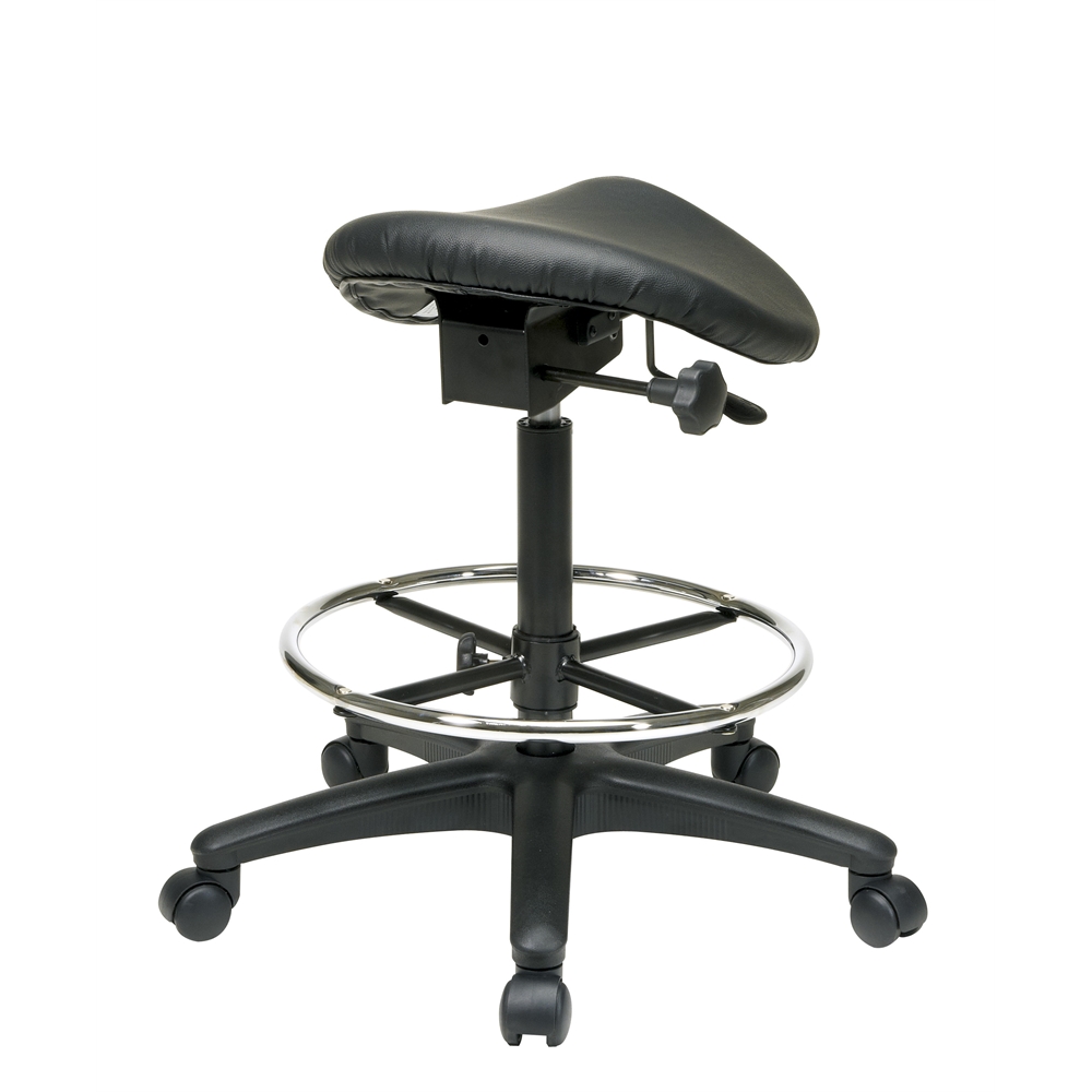 Backless Stool with Saddle Seat