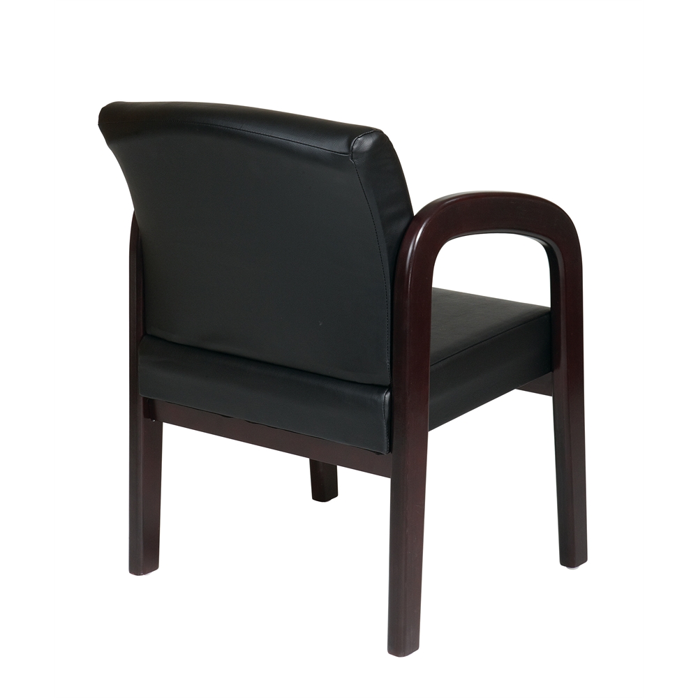 Faux Leather Mahogany Finish Wood Visitor Chair