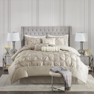 Laurel 100% Polyester Pieced Pleated 7pcs Tufted Comforter Set from Madison Park in  Taupe. Laurel 100% Polyester Pieced Pleated 7pcs Tufted Comforter Set from Madison Park in  Taupe. Laurel 100% Polyester Pieced Pleated 7pcs Tufted Comforter Set from Madison Park in  Taupe. Laurel 100% Polyester Pieced Pleated 7pcs Tufted Comforter Set from Madison Park in  Taupe. Laurel 100% Polyester Pieced Pleated 7pcs Tufted Comforter Set from Madison Park in  Taupe.