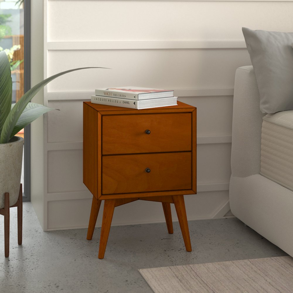 Flynn Mid Century Modern 2 Drawer Nightstand