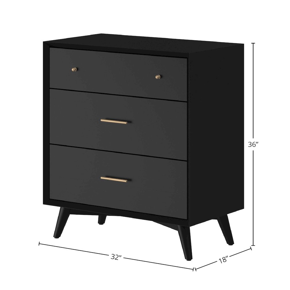 Flynn Mid Century Modern 3 Drawer Small Chest