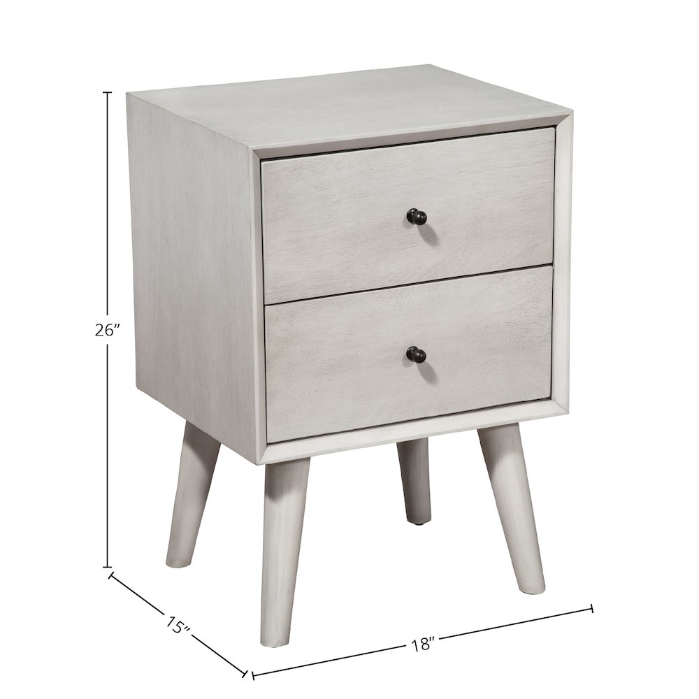 Flynn Mid Century Modern 2 Drawer Nightstand