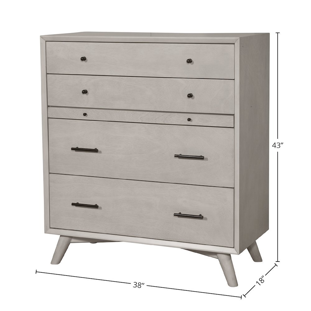 Flynn Mid Century Modern 4 Drawer Multifunction Chest w/Pull Out Tray