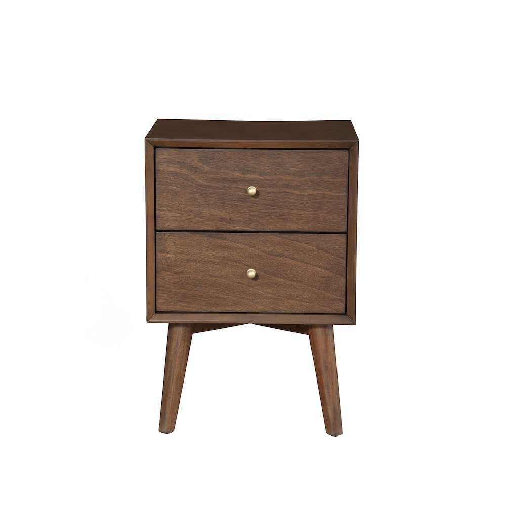 Flynn Mid Century Modern 2 Drawer Nightstand