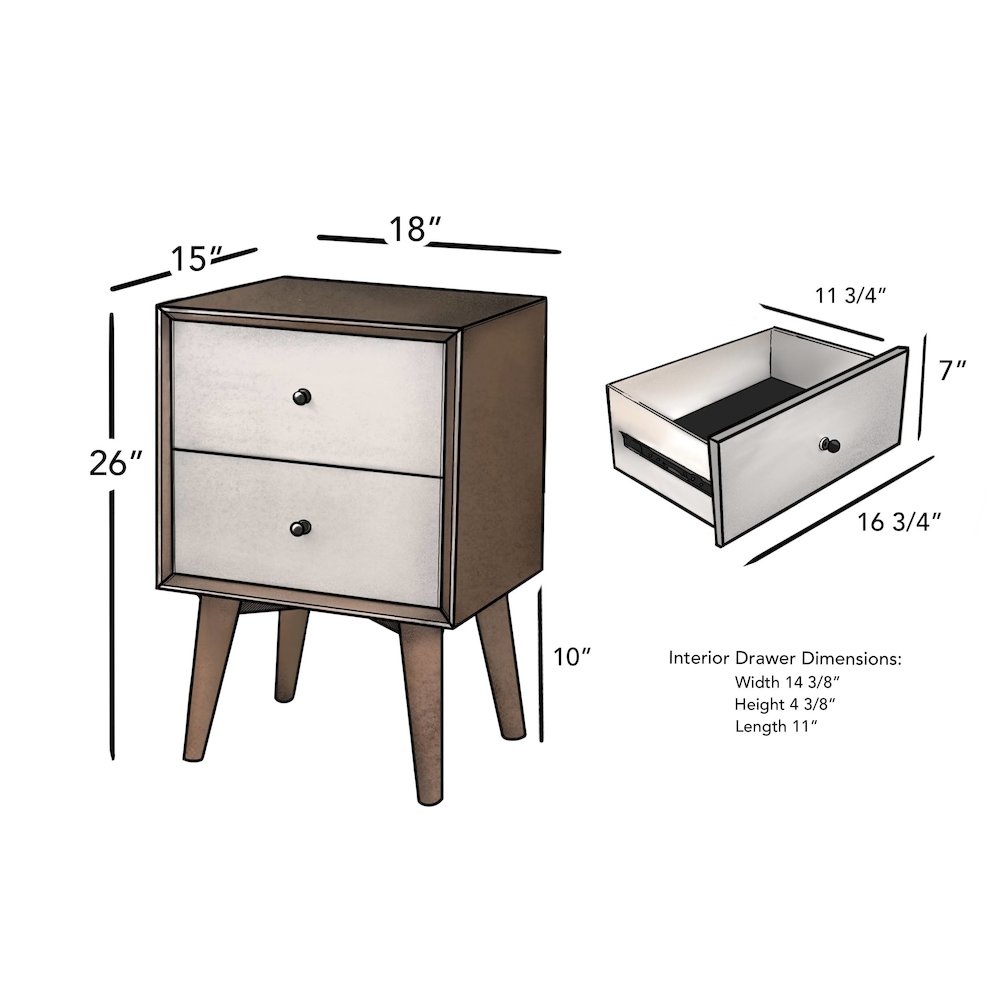 Flynn 2 Drawer Two Tone Nightstand