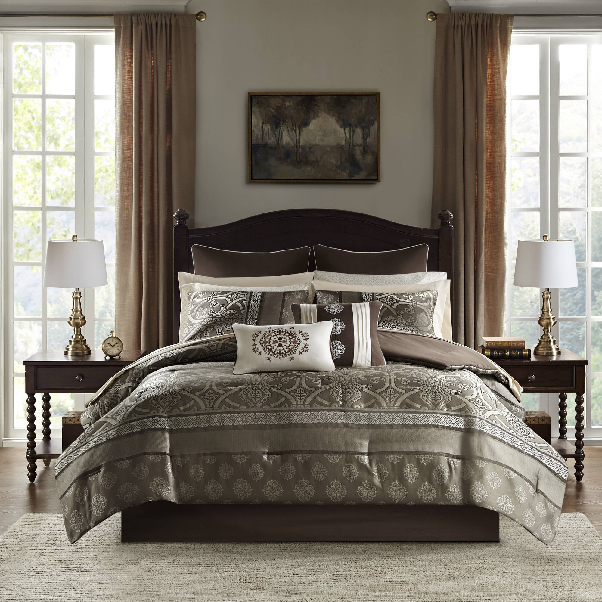Zara 16 Piece Jacquard Comforter Set with 2 Bed Sheet Sets