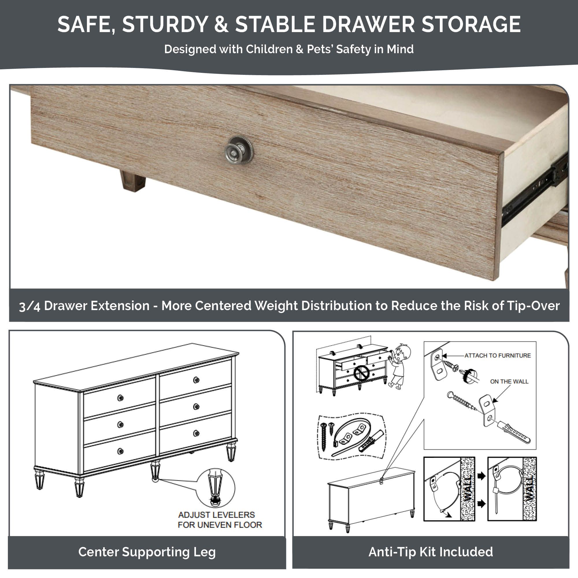 Victoria 4-drawer wood dresser (40″)