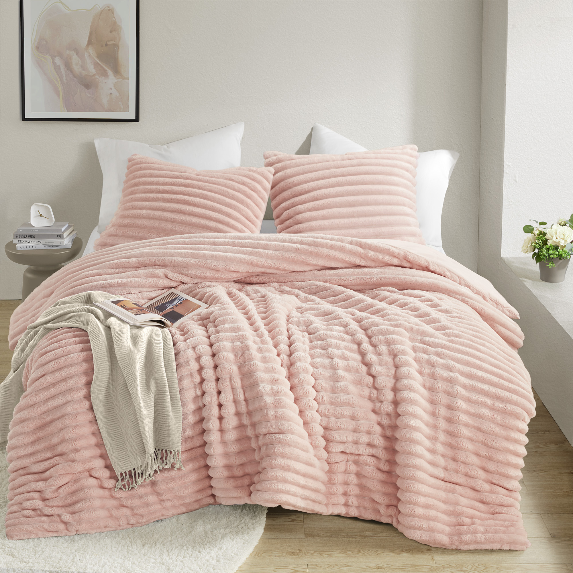 Avril Fluffy Ribbed Plush Comforter Set