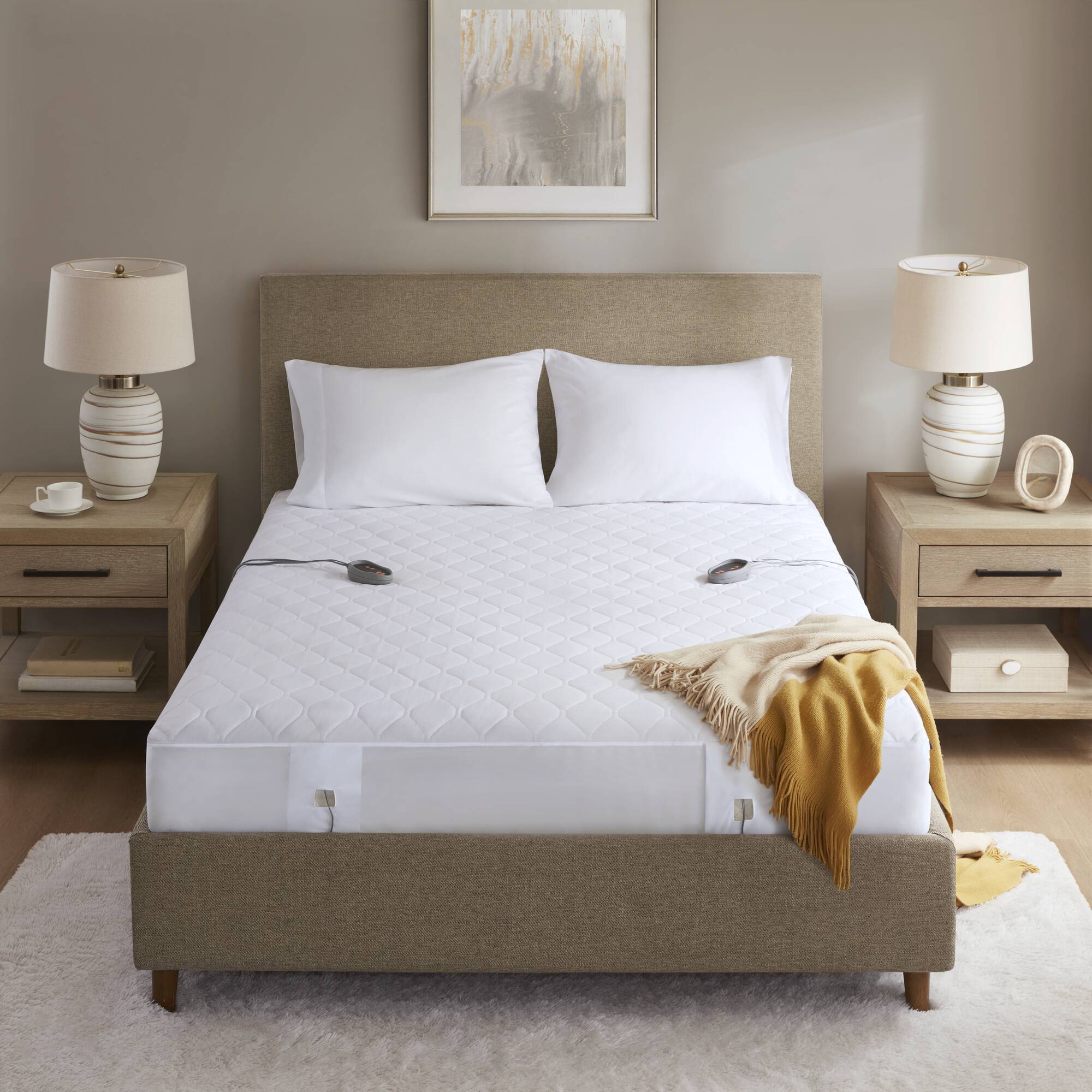 Cotton Blend Heated Mattress Pad