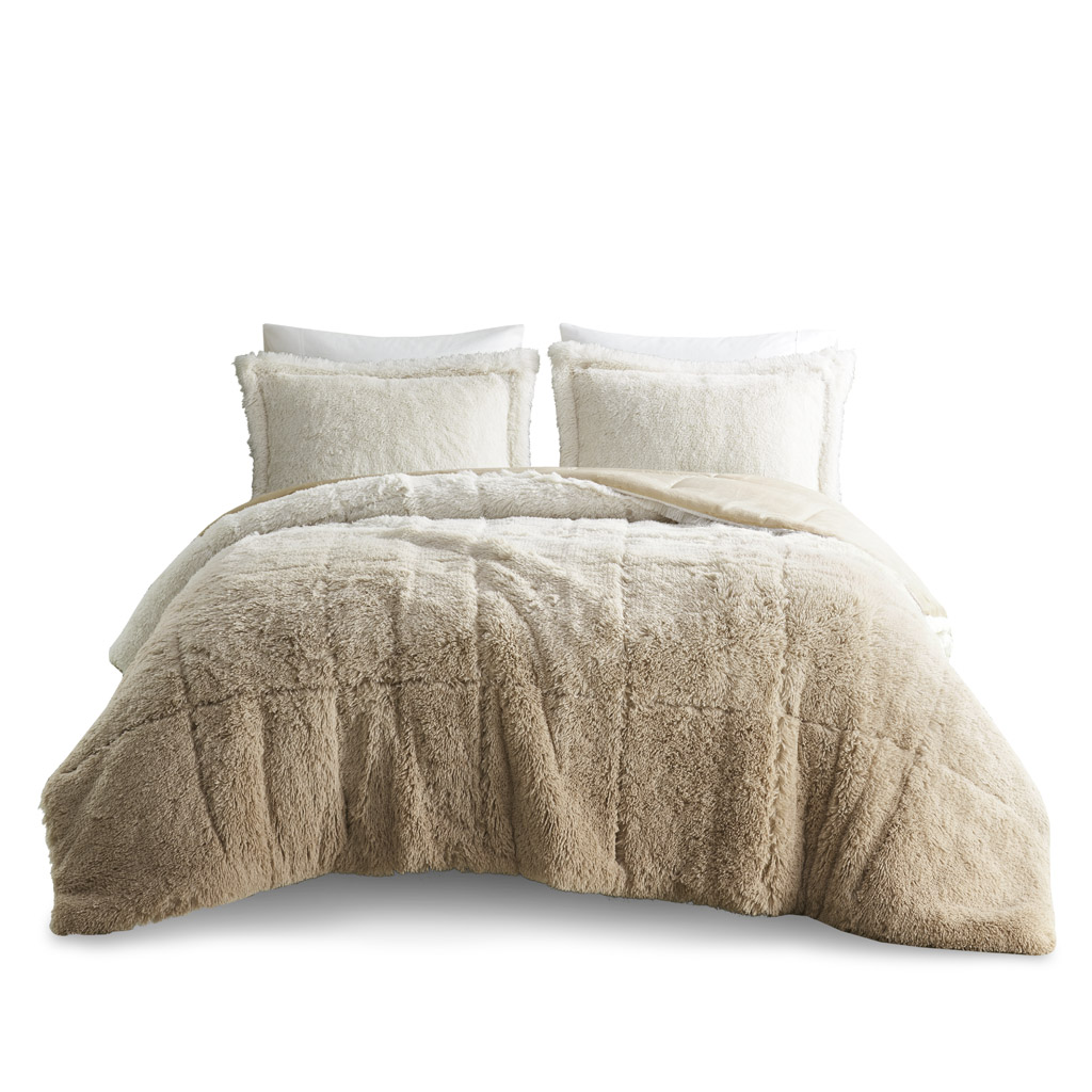 Brielle Ombre Shaggy Long Fur Comforter Mini Set