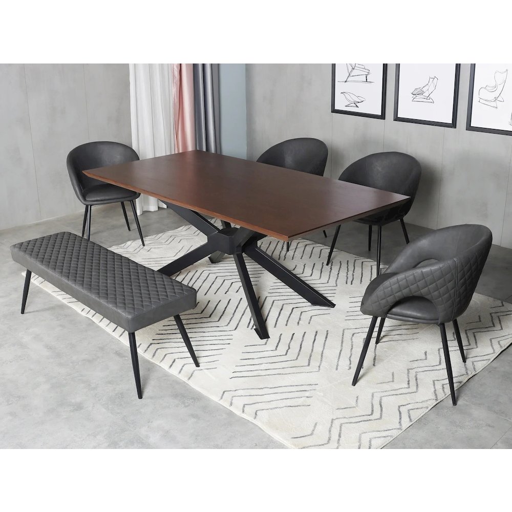 Contemporary Black Walnut Veneer Top Dining Table