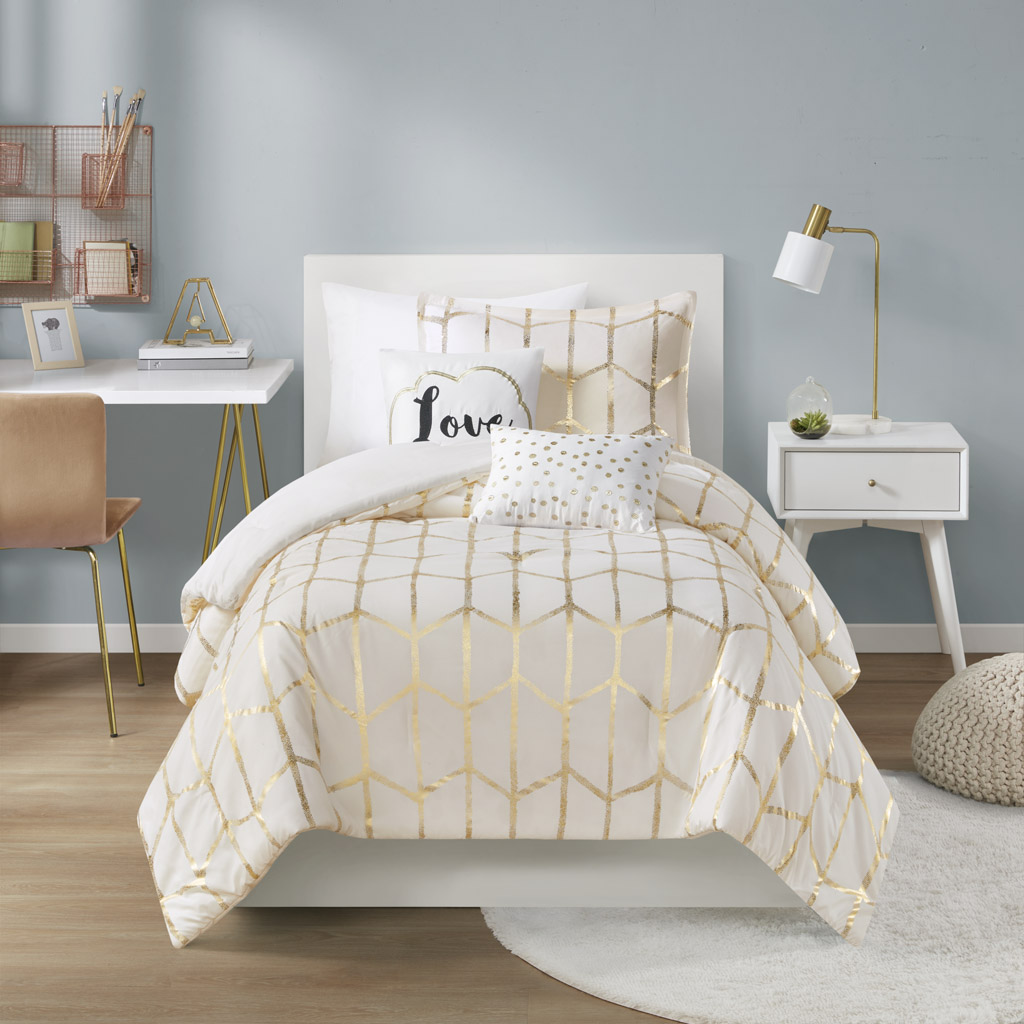 Raina Metallic Printed Comforter Set