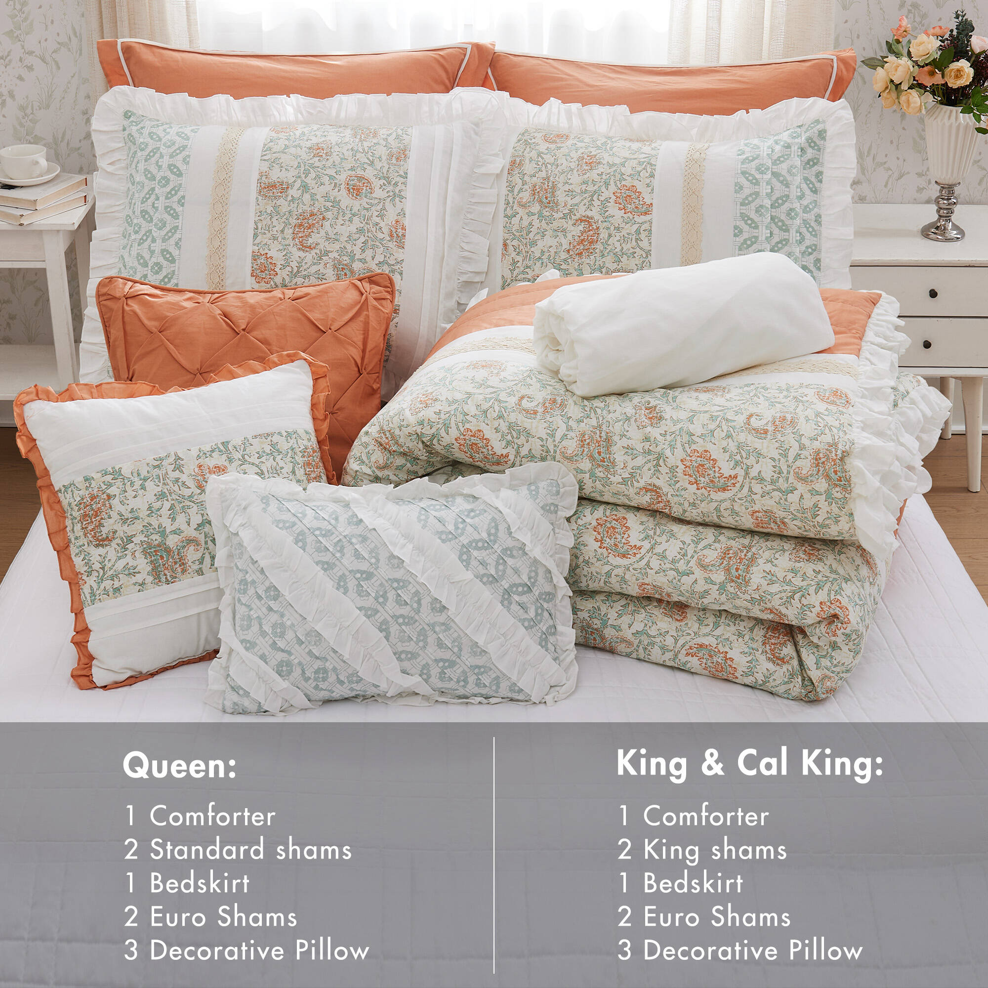 Dawn 9 Piece Cotton Percale Comforter Set