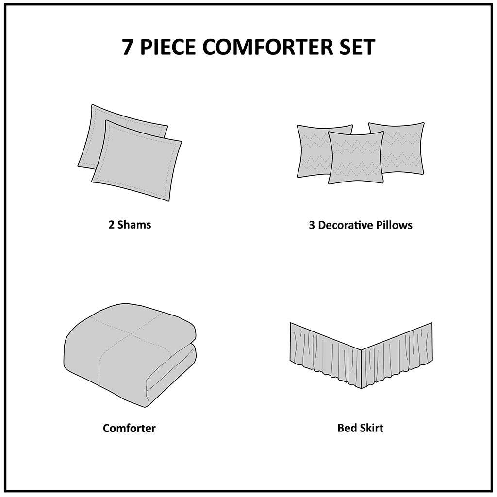 Beacon 7 Piece Textured Cotton Blend Comforter Set