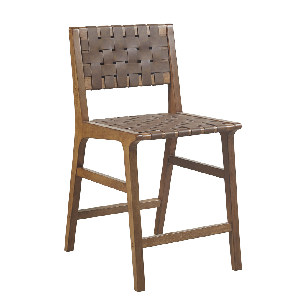 Oslo Faux Leather Woven Counter Stool 24″H