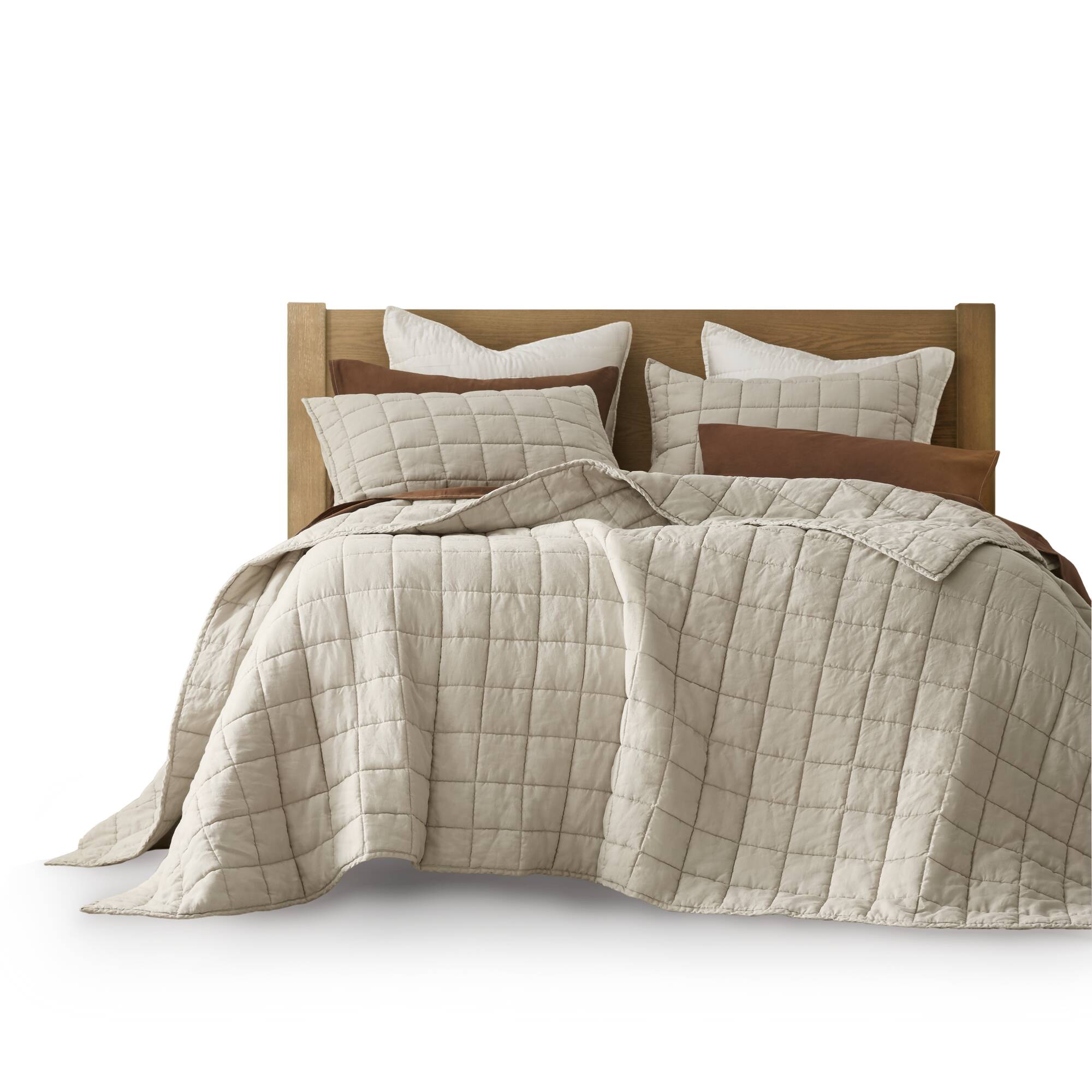 French Flax Linen Garment Washed Quilt Set
