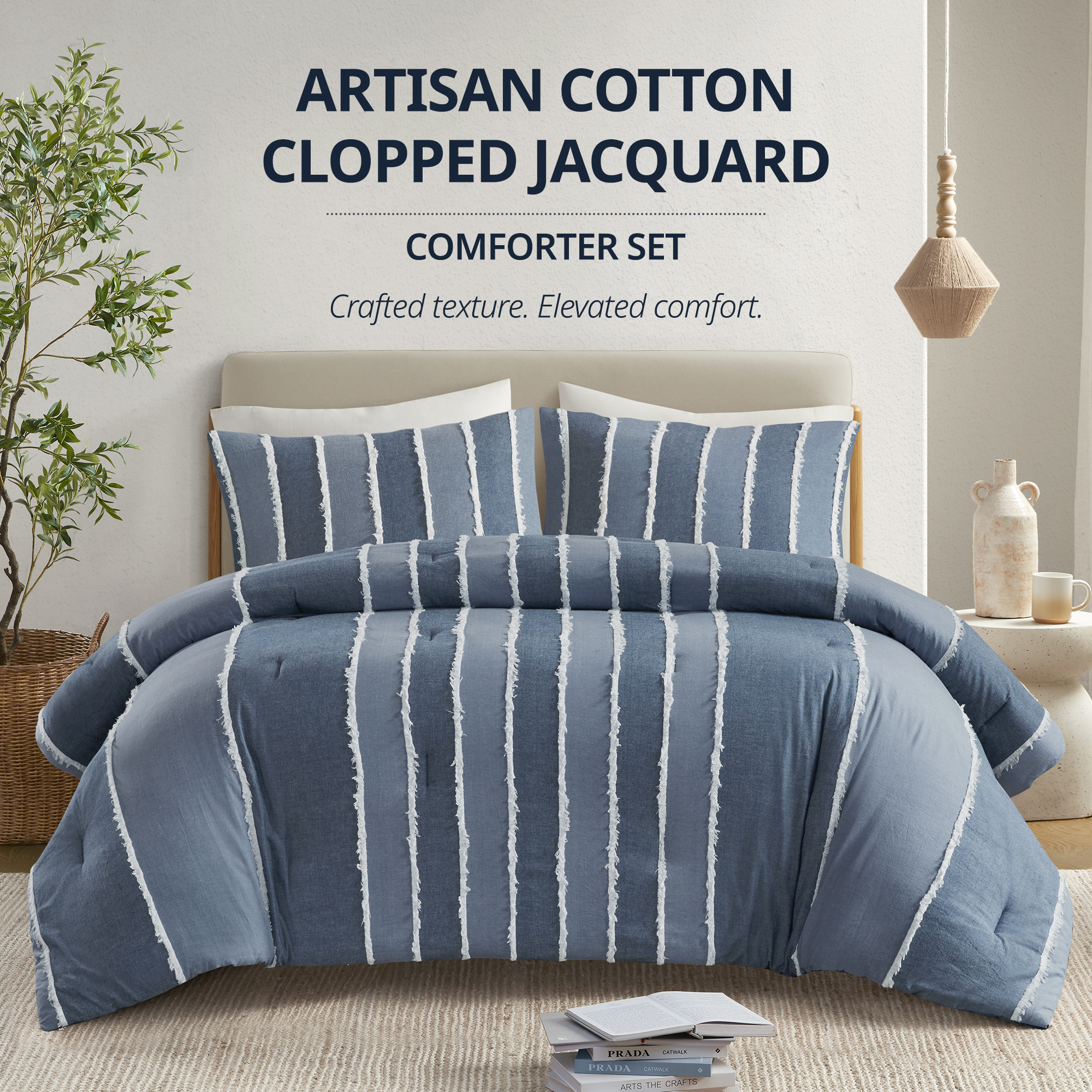 Shay 3 Piece Striped Cotton Comforter Set