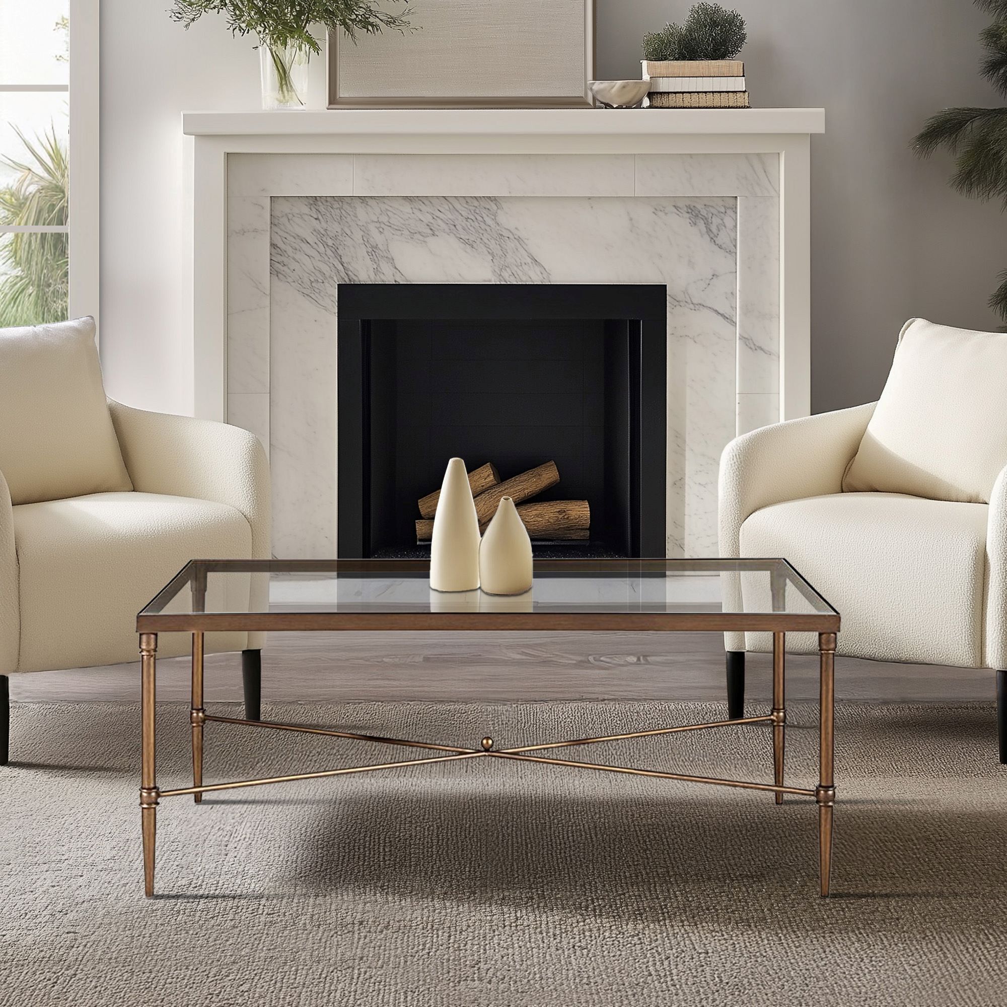 Porter Rectangular Metal & Glass Coffee Table