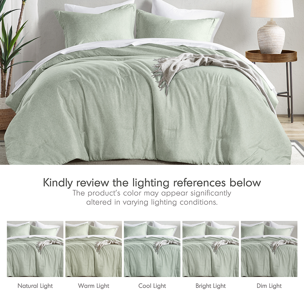 Camden Chambray Print Solid Comforter Set