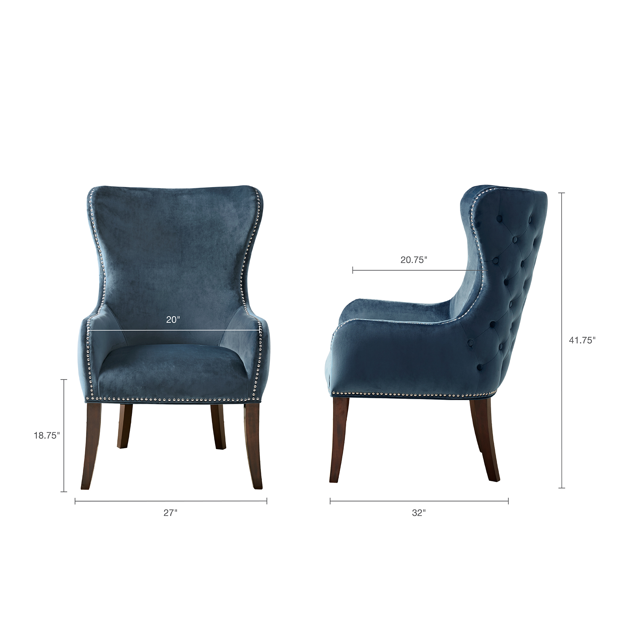 Hancock Button Tufted Wingback Accent Chair with Nailhead Trim