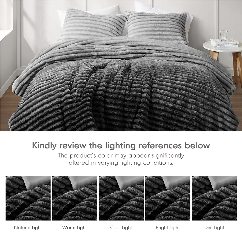 Avril Fluffy Ribbed Plush Comforter Set