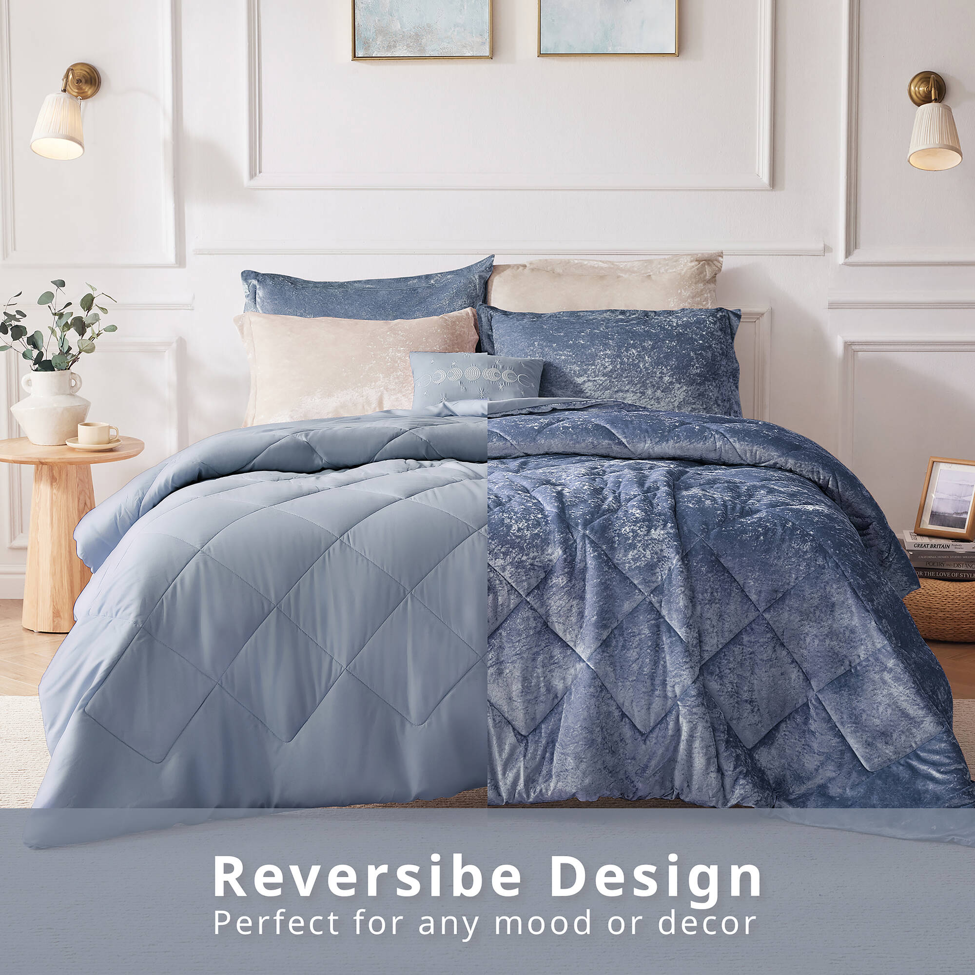 Felicia Velvet Comforter Set with Throw Pillow