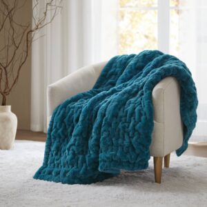 Ruched Fur Throw from Madison Park in  Teal. Ruched Fur Throw from Madison Park in  Teal. Ruched Fur Throw from Madison Park in  Teal. Ruched Fur Throw from Madison Park in  Teal. Ruched Fur Throw from Madison Park in  Teal.