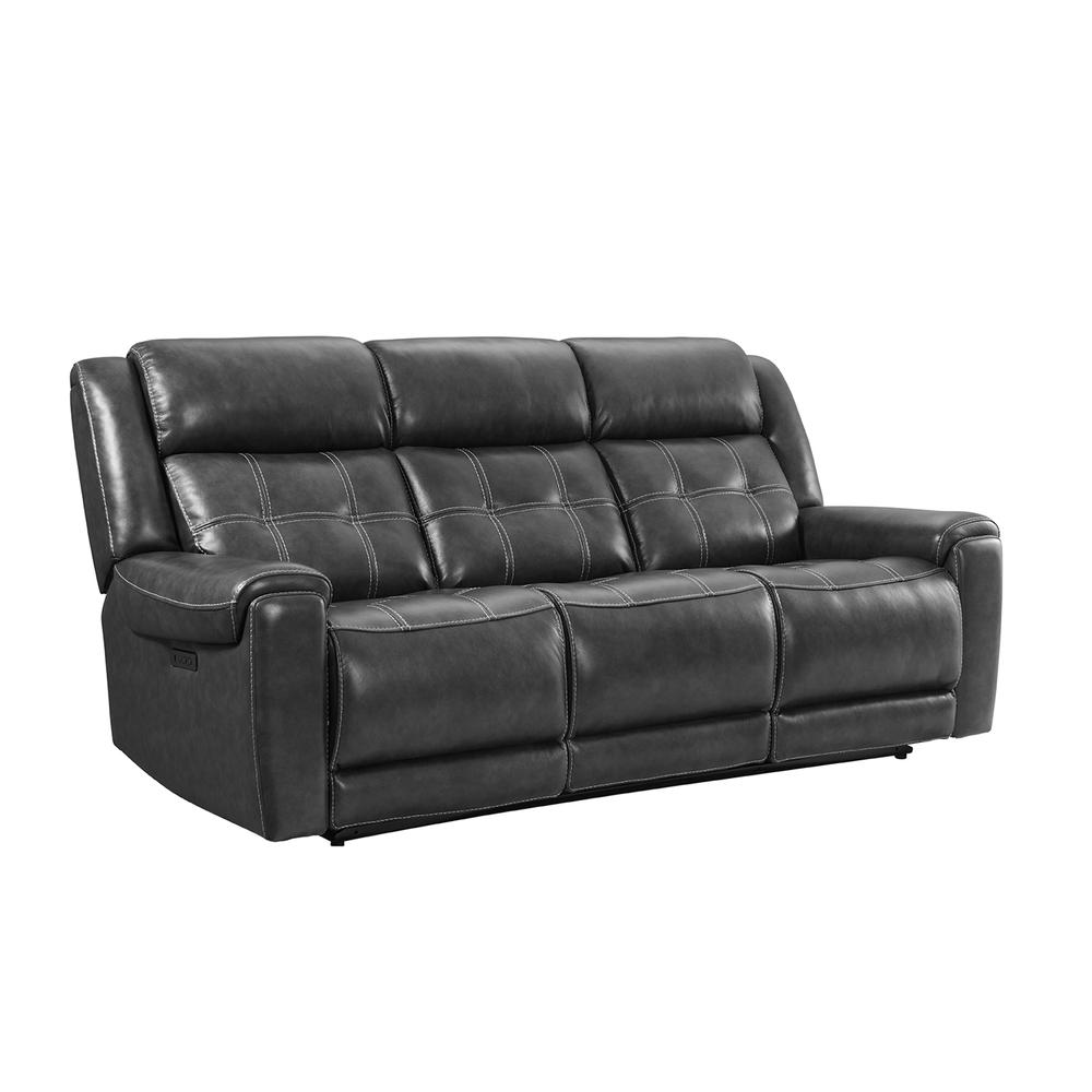Dual-Power Sofa in Baron Charcoal Leather