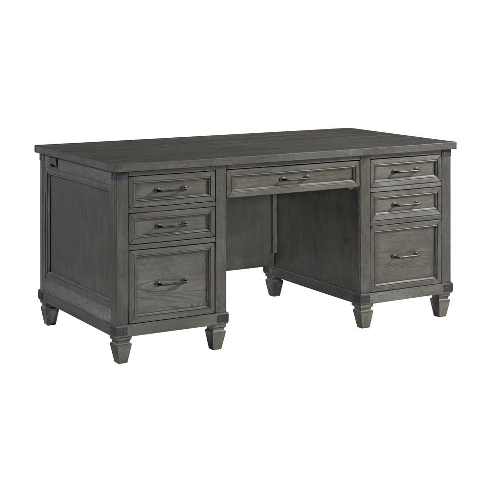 66″ Executive Desk in Brushed Pewter