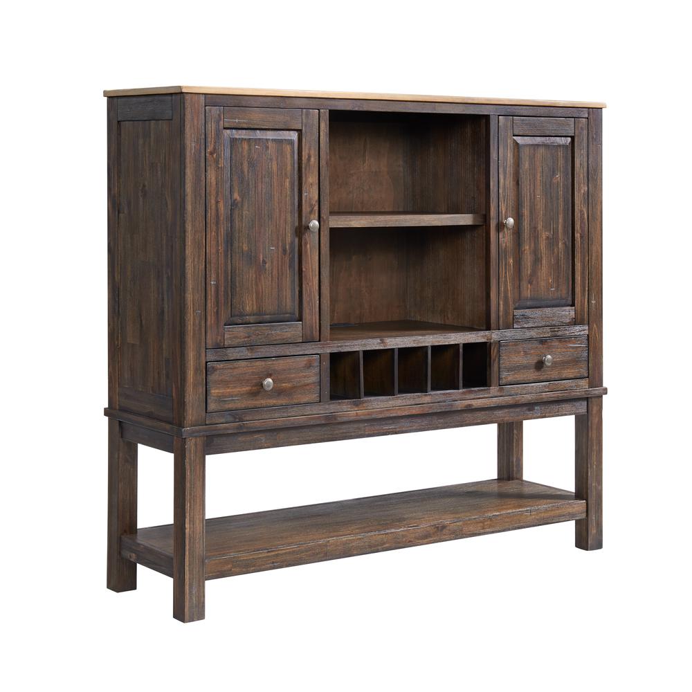62″ Sideboard w/Wine Storage in Driftwood and Sable