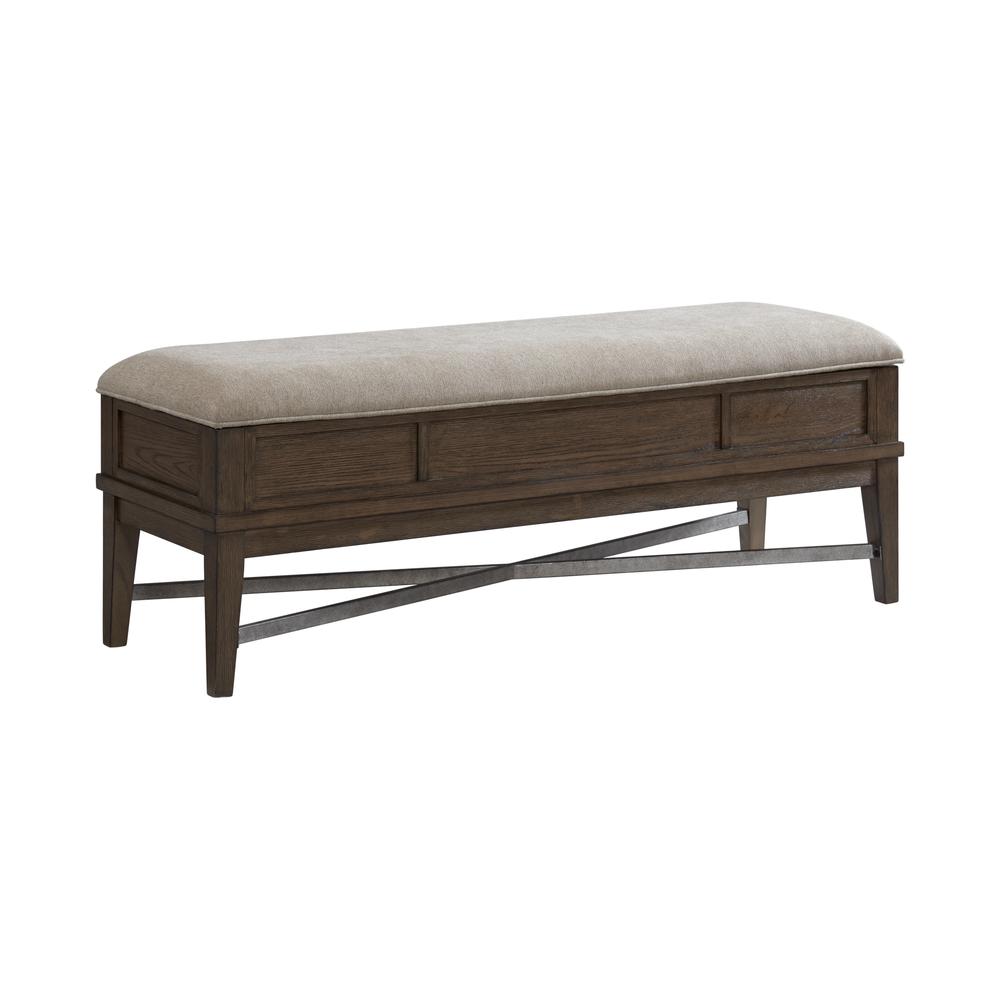 52″ Storage Bench W/ Cushion in Weathered Vintage Oak