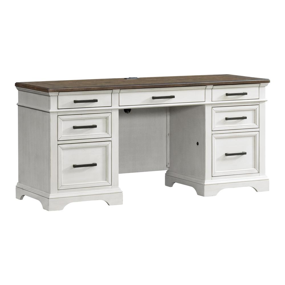 66″ Credenza in Rustic White & French Oak