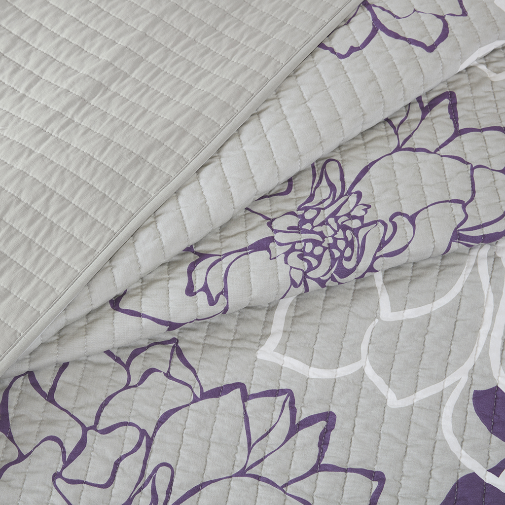 Lola 6 Piece Printed Cotton Quilt Set with Throw Pillows