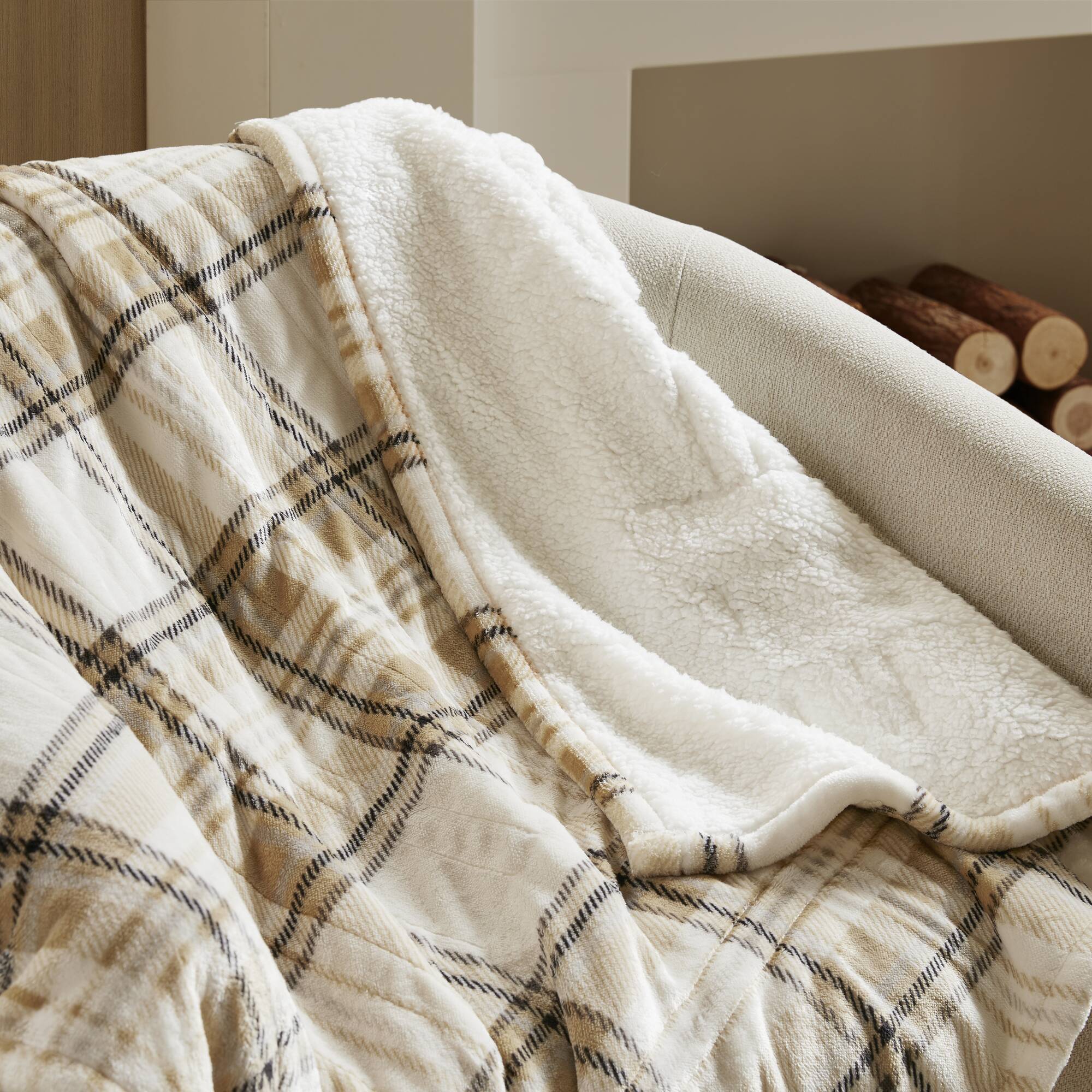 Print Plush to Sherpa Heated Throw