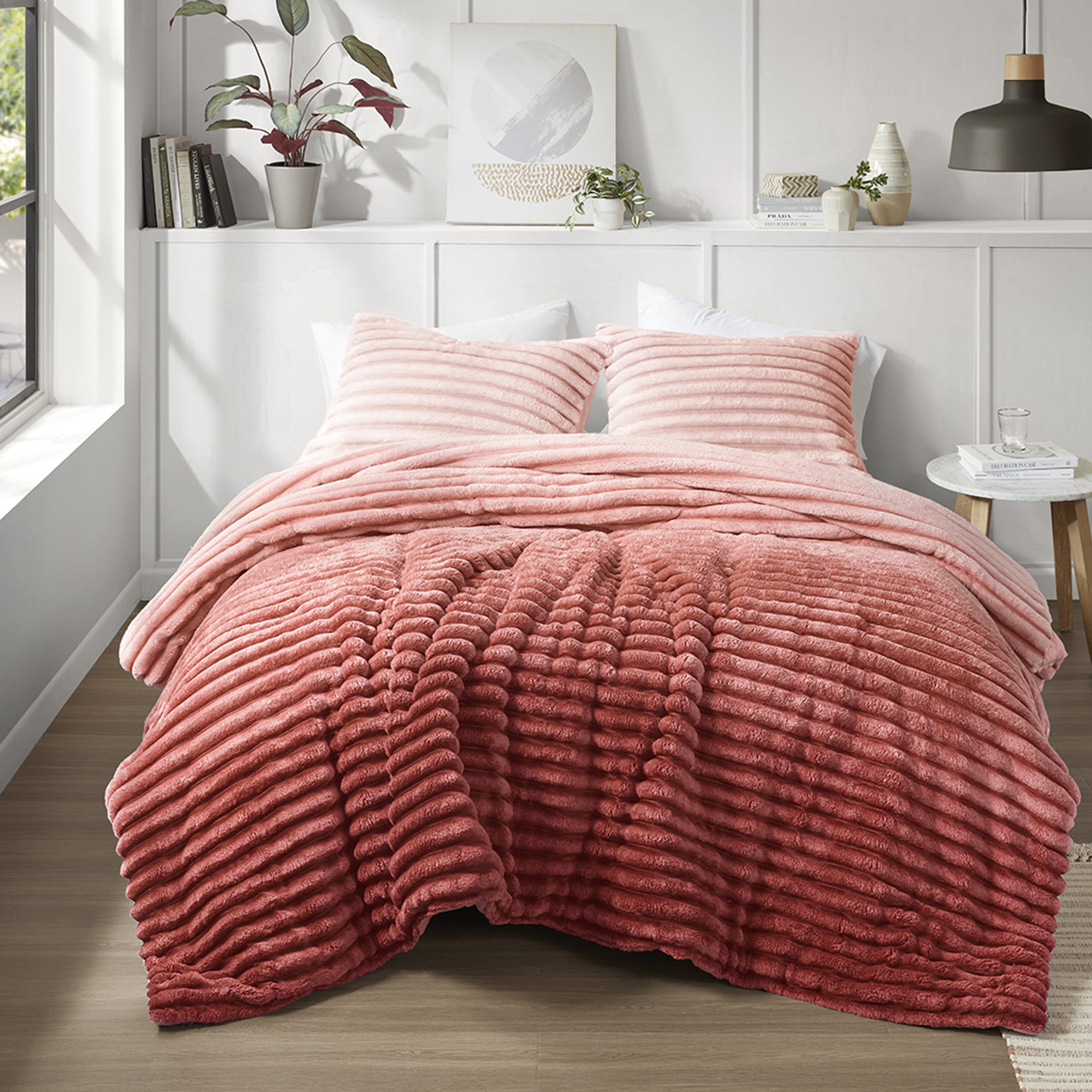 Avril Fluffy Ribbed Plush Comforter Set