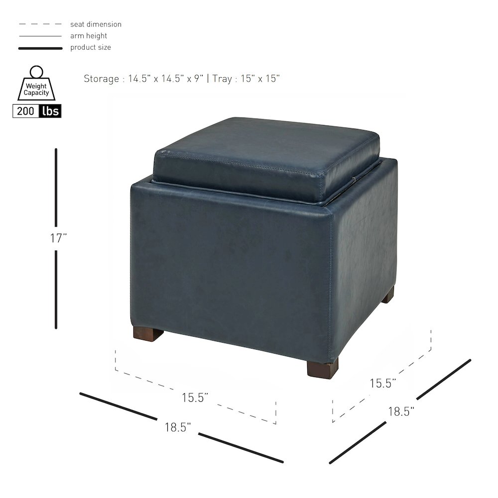 Cameron Bonded Leather Square Storage Ottoman