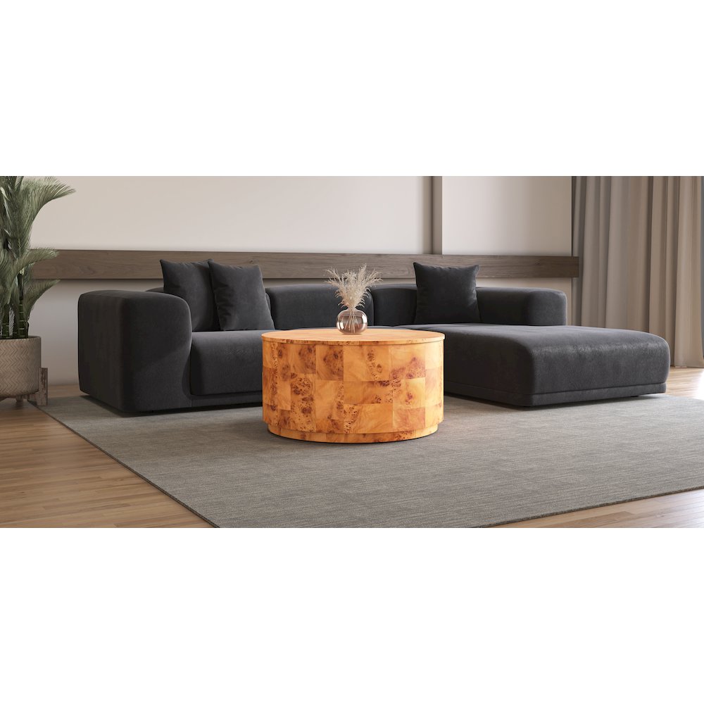 Arsenio Burl Wood Round Coffee Table