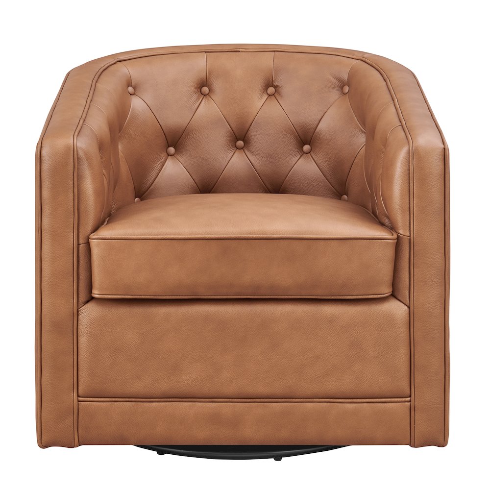 Walsh Top Grain Leather Swivel Accent Arm Chair