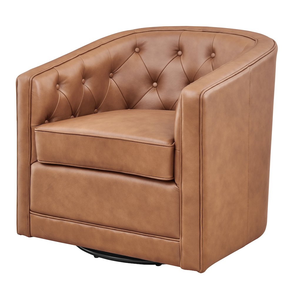 Walsh Top Grain Leather Swivel Accent Arm Chair