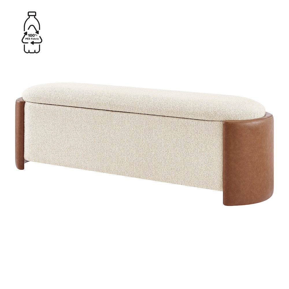 Alyssa Boucle/Faux Leather Storage Bench