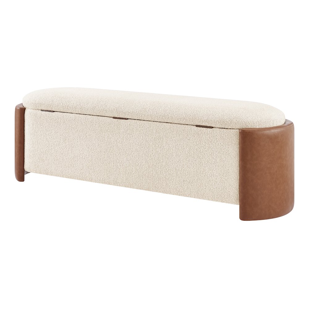 Alyssa Boucle/Faux Leather Storage Bench