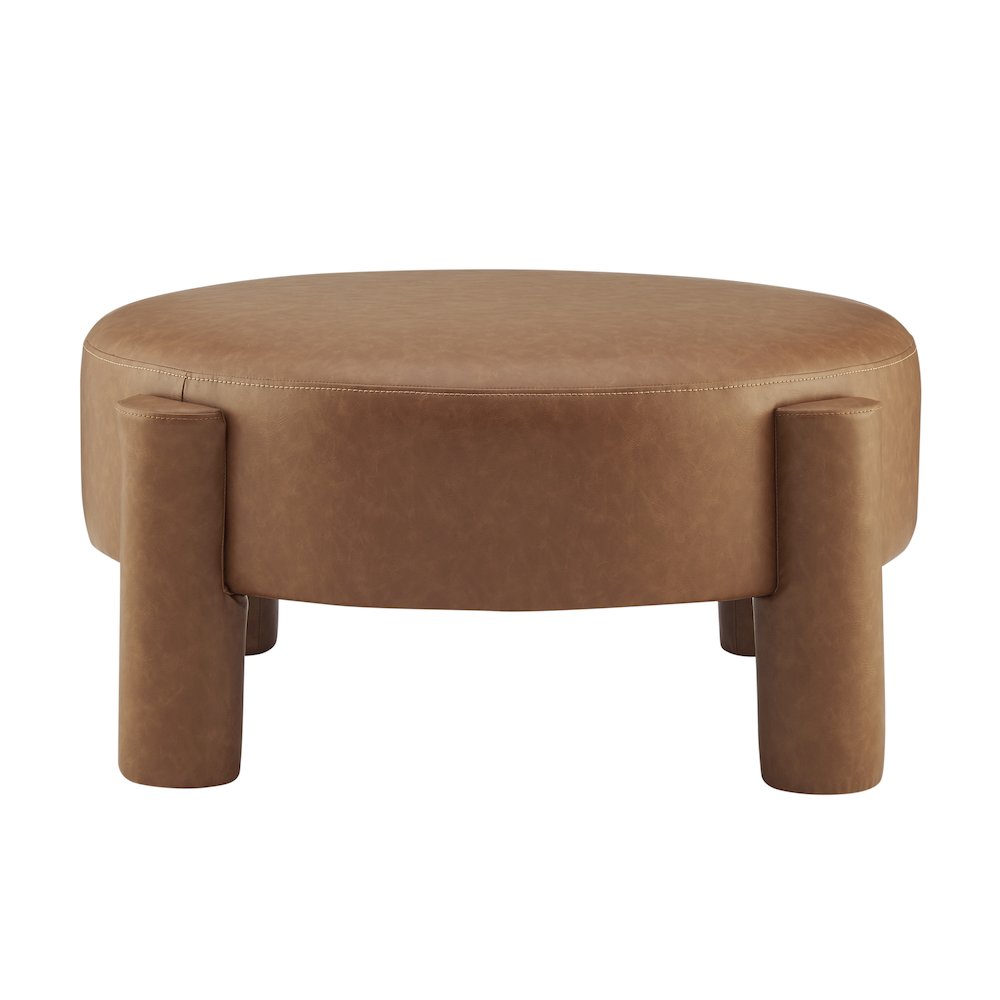 Elora Faux Leather Round Ottoman