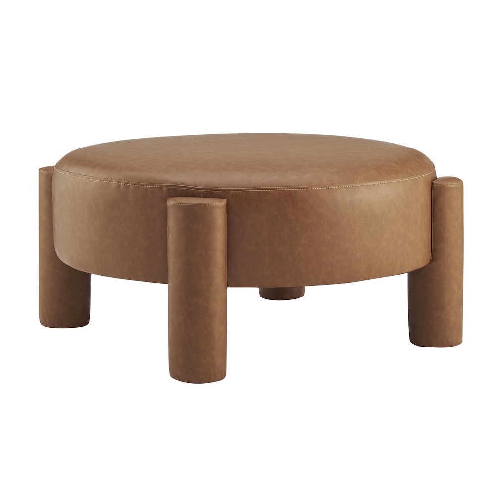 Elora Faux Leather Round Ottoman