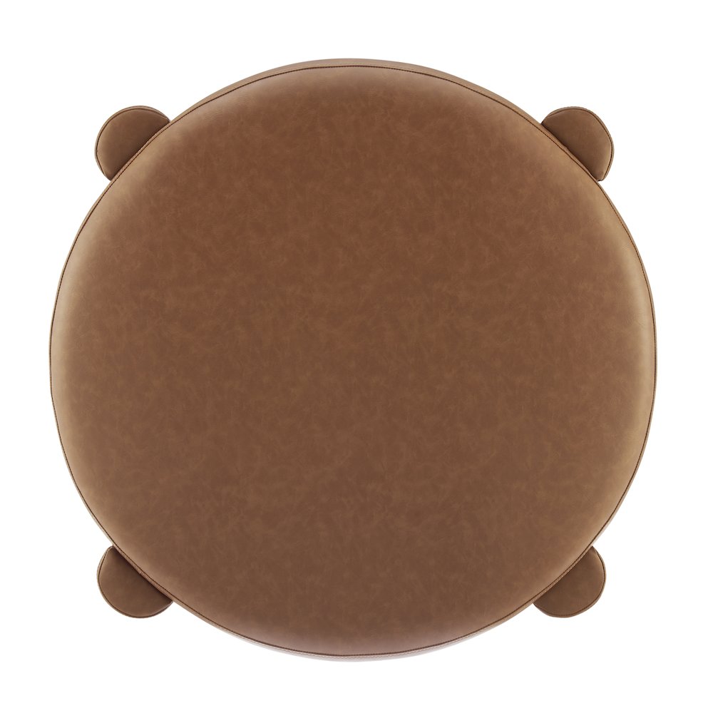 Elora Faux Leather Round Ottoman